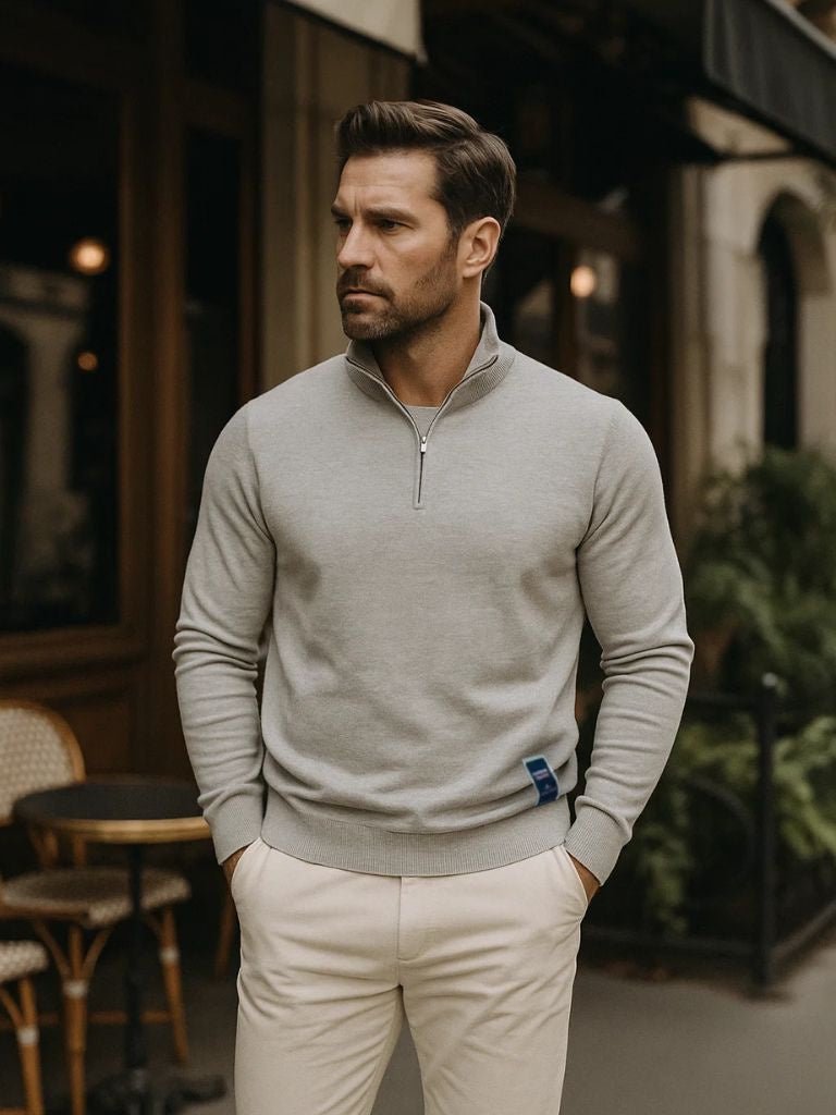 Maglione da uomo in maglia – Maglione in maglia a mezza zip casual per tutti i giorni